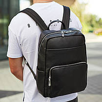 Чоловічий шкіряний рюкзак для ноутбука і подорожей чорний Tiding Bag 59331, фото 3