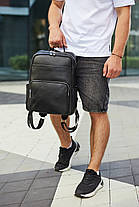 Чоловічий шкіряний рюкзак для ноутбука і подорожей чорний Tiding Bag 59331, фото 5