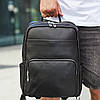 Чоловічий шкіряний рюкзак для ноутбука і подорожей чорний Tiding Bag 59331, фото 8