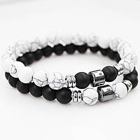 Набір браслетів білого і чорного кольору на резинці (2 шт.) 372013