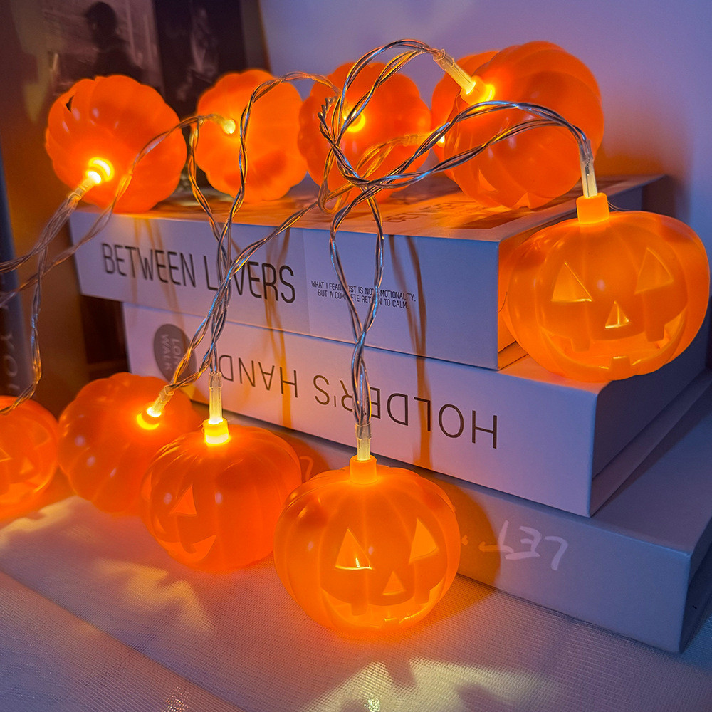 Гірлянда Хелловін Гарбузи 150 см 10 led 55 мм помаранчевий, фото 1