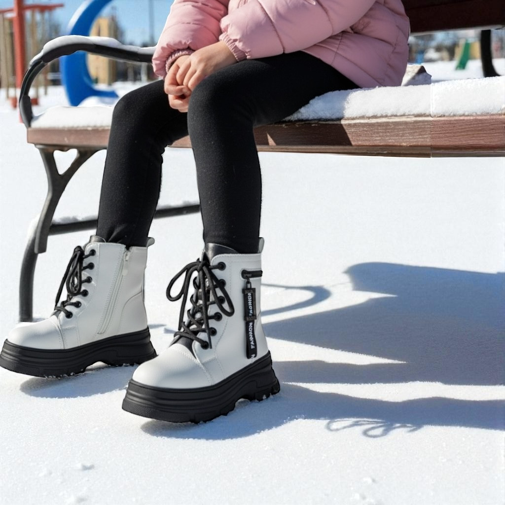 Зимняя детская обувь, дутики, ботиночки на девочку, сапоги для девочек, на овчине, на лепучке. Размер: 27-29, фото 1