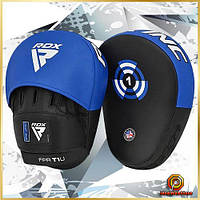 Боксерські лапи рукавички відпрацювання для ударів, Лапи ручні для ударів боксу та кік-боксингу RDX T1 Blue/Black