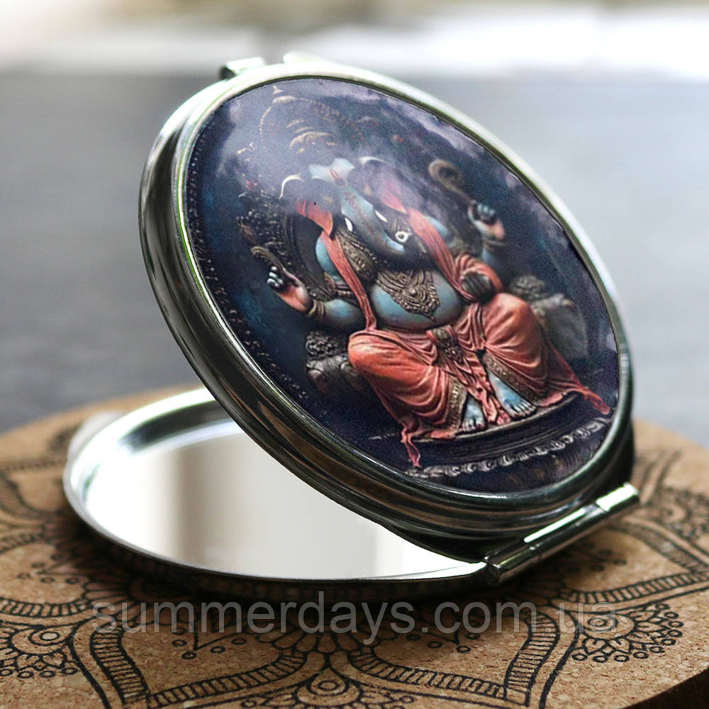 Кишенькове дзеркальце Ганеша на троні, фото 1