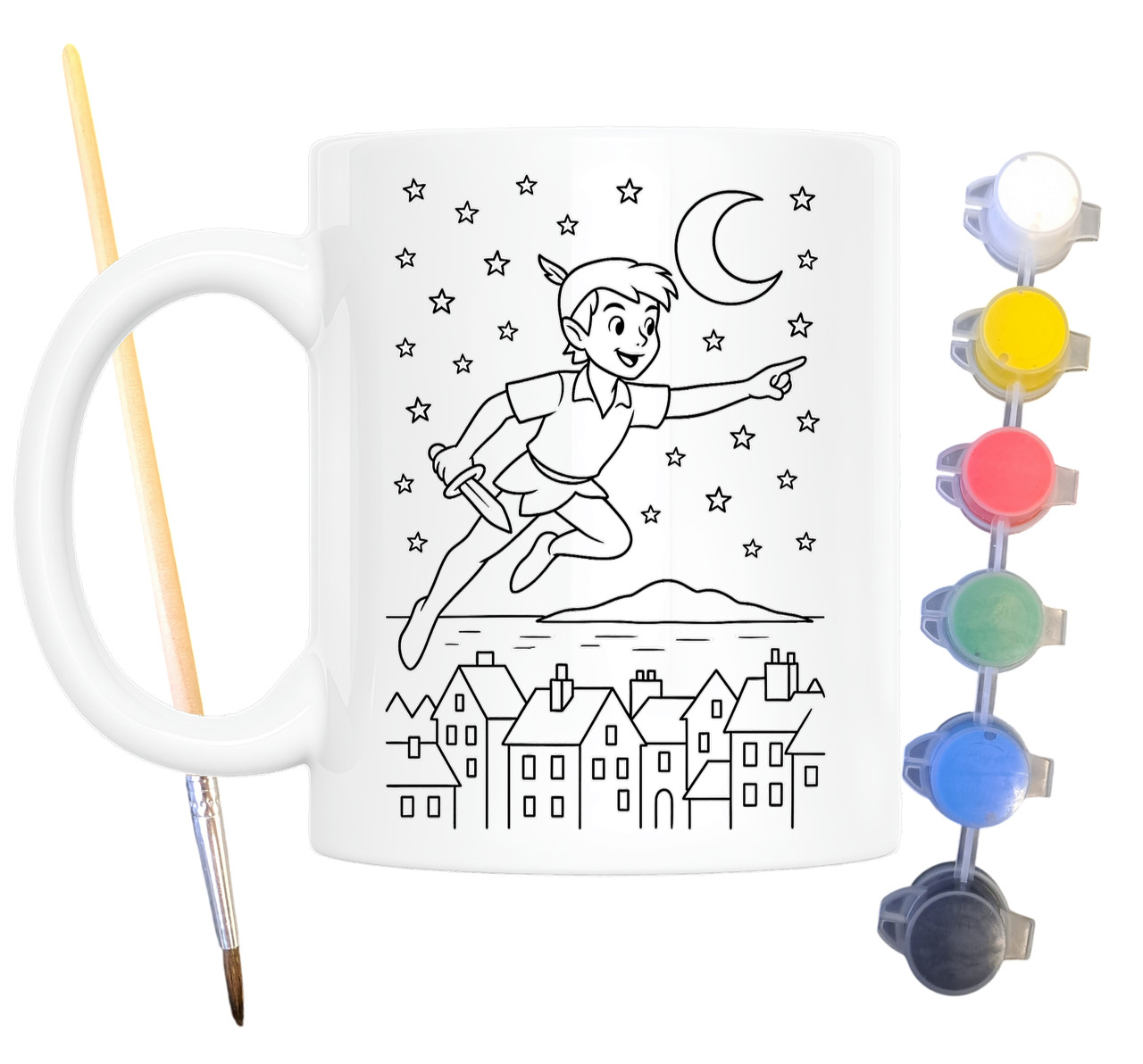 Набір для творчості кружка розмальовка за мотивами Пітер Пен і Венді (Джеймс Баррі) 330 мл біла (КР0179), фото 1