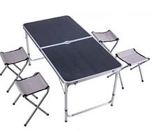 Валіза-столик із 4 стільцями Туристичний стіл валіза для відпочинку Столик пікніка складана алюмінієва 120х60 см