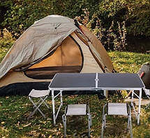 Стіл розкладний пікнік Туристичний стіл валіза для відпочинку Комплект стіл і стільці для пікніка Стіл похідний Чорний