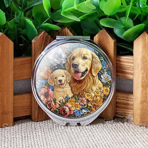 Кишенькове дзеркальце Лабрадор та цуценя, фото 1