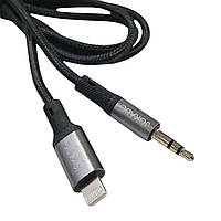 AUX кабель Jokade JA108 JUNYU textile (3.5мм to Lightning) 1m- чорний