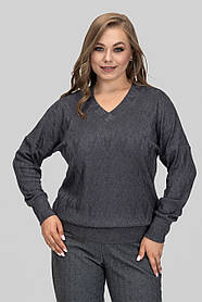 Жіночий теплий светр Меліса з V-вирізом великих розмірів 50–60 ангора графіт