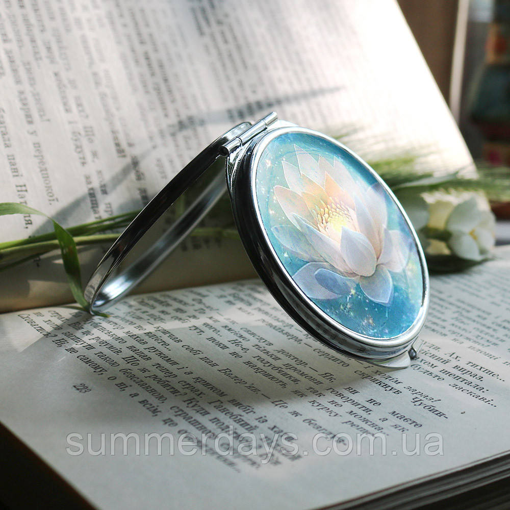 Кишенькове дзеркальце Яскраве біле латаття, фото 1