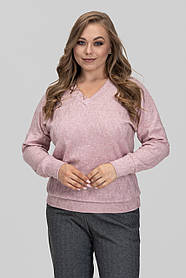 Жіночий теплий светр Меліса з V-вирізом великих розмірів 50–60 ангора сакура
