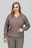 Жіночий теплий светр Меліса з V-вирізом великих розмірів 50–60 ангора кавовий, фото 10