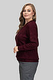 Жіночий теплий светр Меліса з V-вирізом великих розмірів 50–60 ангора бургунді, фото 2