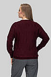 Жіночий теплий светр Меліса з V-вирізом великих розмірів 50–60 ангора бургунді, фото 3