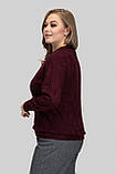 Жіночий теплий светр Меліса з V-вирізом великих розмірів 50–60 ангора бургунді, фото 7
