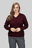Жіночий теплий светр Меліса з V-вирізом великих розмірів 50–60 ангора бургунді, фото 9