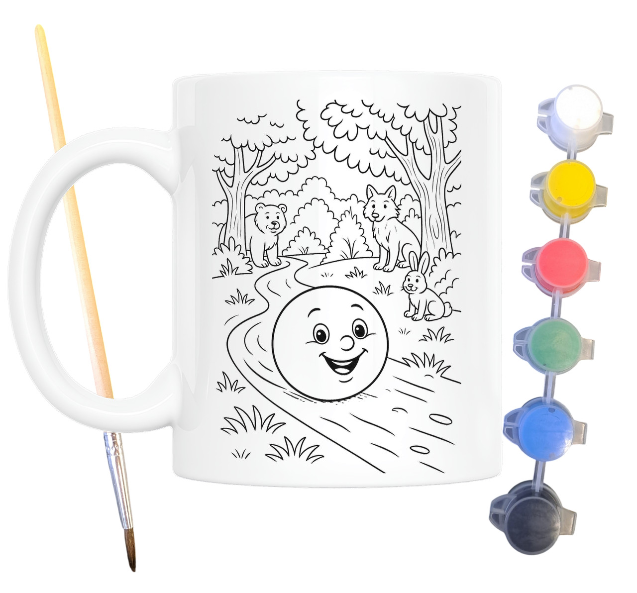 Набір для творчості кружка розмальовка Колобок (за мотивами народної казки) 330 мл біла (КР0182), фото 1