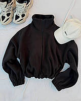 Жіночий оверсайз флісовий бомбер на блискавці (чорний, графітовий, шоколадний) 42-48 розмір