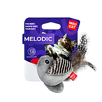 Іграшка для котів WAUCAT Fun Melodic Пташка зі звуковим чипом, штучне хутро, перо, 13 см