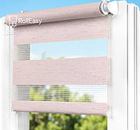 Ролеты на окна День-ночь Жалюзи Рулонная штора с фиксацией под наклон Рулонные шторы Ролета тканевая D-10 Светло-розовый