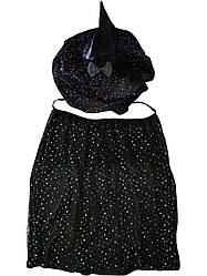 Дитячий плащ і колпак Відьми на Хелловін чорний