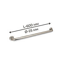 Поручень для людей з інвалюдністю (МГН) прямий настінний INVO з нержавіючої сталі, L- 600 мм, D труби - 25 мм