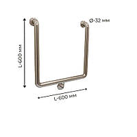 Поручень для людей з інвалідністю (МГН) настінний INVO П-подібний, розмір 600х600 мм, D труби - 32 м