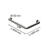 Поручень для людей з інвалідністю (МГН) настінний INVO для зовнішнього кута правий та лівий, розмір 600х400 мм, D труби - 32 мм