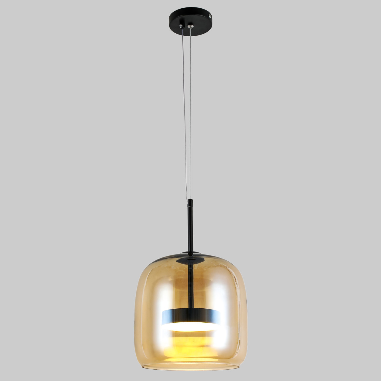 Чорний підвіс led 9W з кавовим плафоном (909-XL157-1 220 BK+AM)