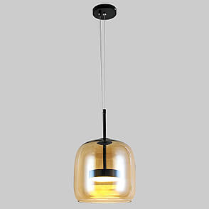 Чорний підвіс led 9W з кавовим плафоном (909-XL157-1 220 BK+AM), фото 1