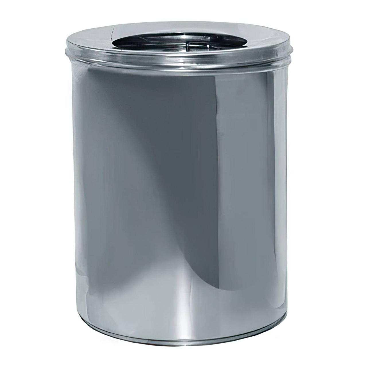 Корзина для сміття нерж 11 л кругла низька сатинова (напіввідкрита кр.+тримач мішка)