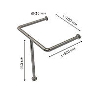 Поручень для людей з інвалідністю (МГН) для раковини підлогово-настінний INVO з нержавіючої сталі