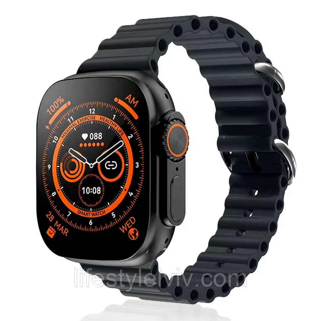 Розумний годинник з функцією прийому дзвінків 2.19" + бездротова зарядка, T900 Ultra 2 / Смарт-годинник / Наручний годинник, фото 1