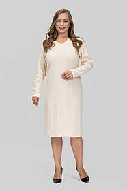 Жіноча сукня великого розміру Софі трикотажна тепла осінньо-зимова 50–60 молочна