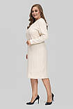 Жіноча сукня великого розміру Софі трикотажна тепла осінньо-зимова 50–60 молочна, фото 6