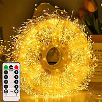 Гірлянда Роса Ведмедик від USB, 50 м, 1500 LED + пульт, Теплий білий / Світлодіодна гірлянда / Новорічна гірлянда