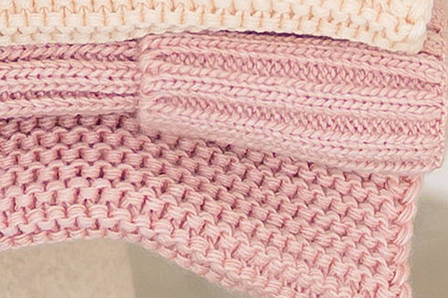 Жіноча в’язана шапка і хомут набір 3 вовна 20% з відворотом Світло рожевий, фото 2