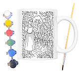 Набір для творчості кружка розмальовка Білосніжка та семеро гномів (за мотивами казки братів Грімм) 330 мл біла (КР0187), фото 2