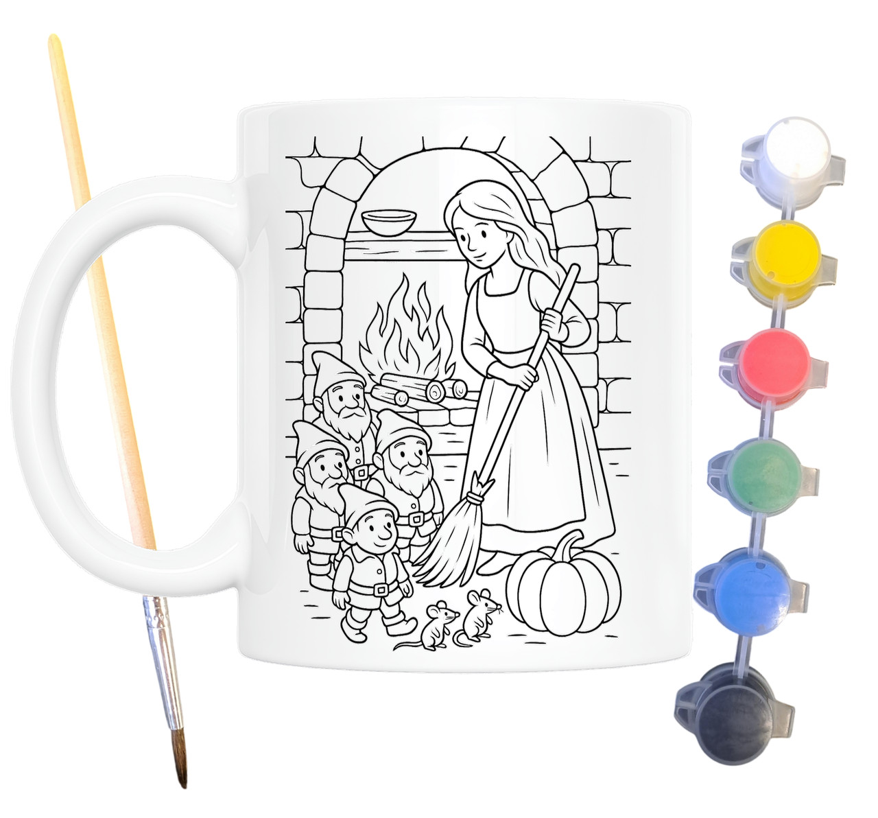 Набір для творчості кружка розмальовка Білосніжка (за мотивами казки братів Грімм) 330 мл біла (КР0188), фото 1
