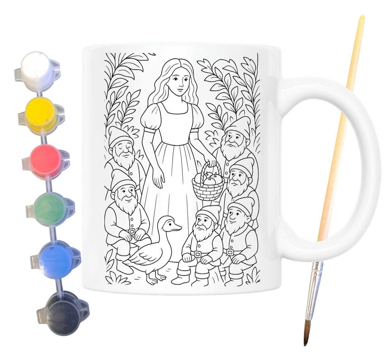 Набір для творчості кружка розмальовка Білосніжка (за мотивами казки братів Грімм) 330 мл біла (КР0189), фото 1