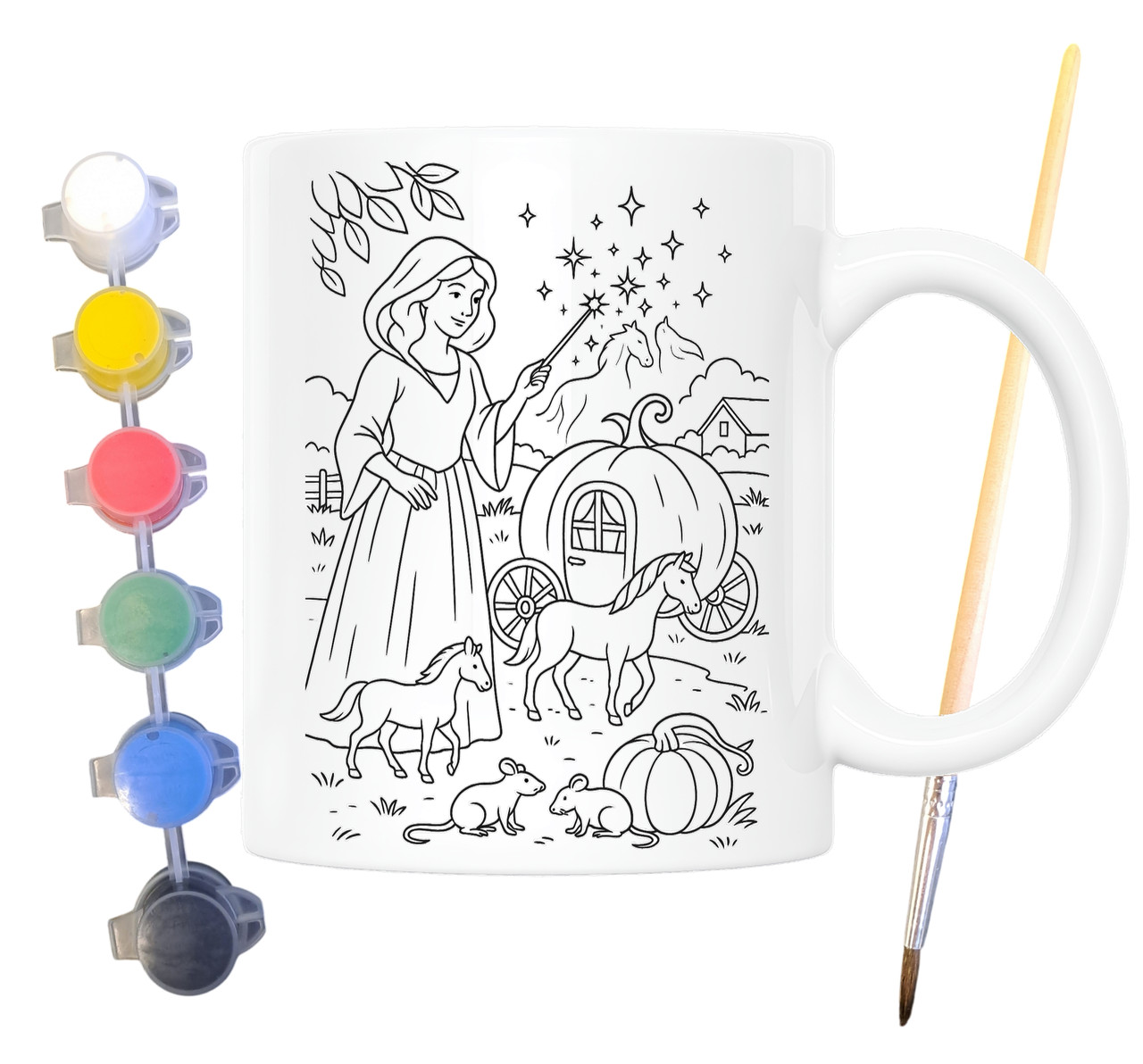 Набір для творчості кружка розмальовка Попелюшка (за мотивами казки Шарля Перро) 330 мл біла (КР0190), фото 1