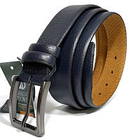 Ремінь зі шкіри оленя 35 мм синій, класична пряжка t18410