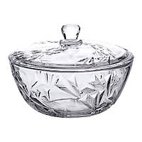 Салатниця скляна з кришкою 24 см прозора для салатів та десертів кухонний посуд (524264)