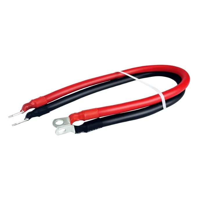 Кабель 2AWG 35 мм² з клемами М8 пара чорний і червоний 50 см, фото 1