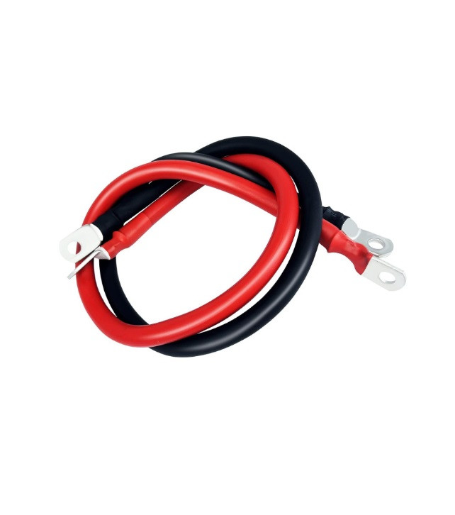 Готовий комплект силових кабелів 2 AWG 35 мм² з клемами М8 чорний і червоний 100 см, фото 1