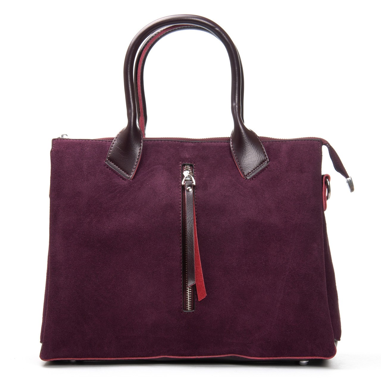 Сумка шопер жііноча натуральна замша з двома короткими ручками ALEX RAI 1561 bordo, фото 1