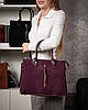 Сумка шопер жііноча натуральна замша з двома короткими ручками ALEX RAI 1561 bordo, фото 8