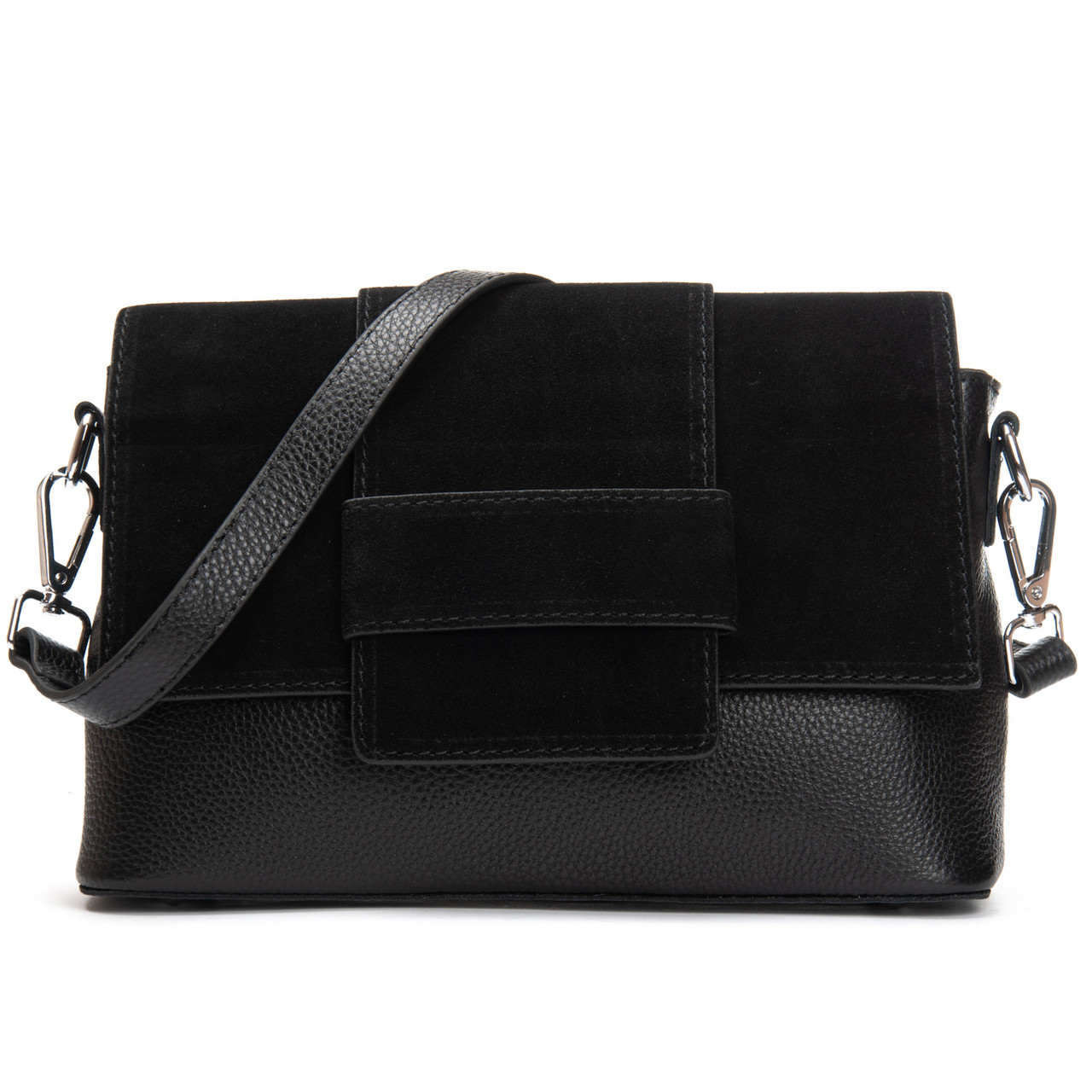 Сумка жіноча крос боді з клапаном натуральна замша ALEX RAI 1563 black, фото 1