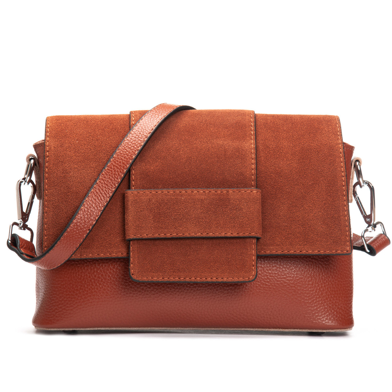 Сумка жіноча крос боді з клапаном натуральна замша ALEX RAI 1563 camel, фото 1